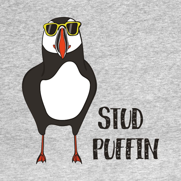 Stud Puffin Funny - Cool Puffin Bird in Sunglasses by Dreamy Panda Designs